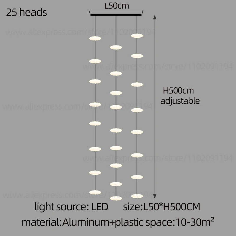 LED minimalistische kroonluchter duplex gebouw zolder verlichtingsarmaturen Noordse hangende kroonluchter Villa draaiende trap hangend