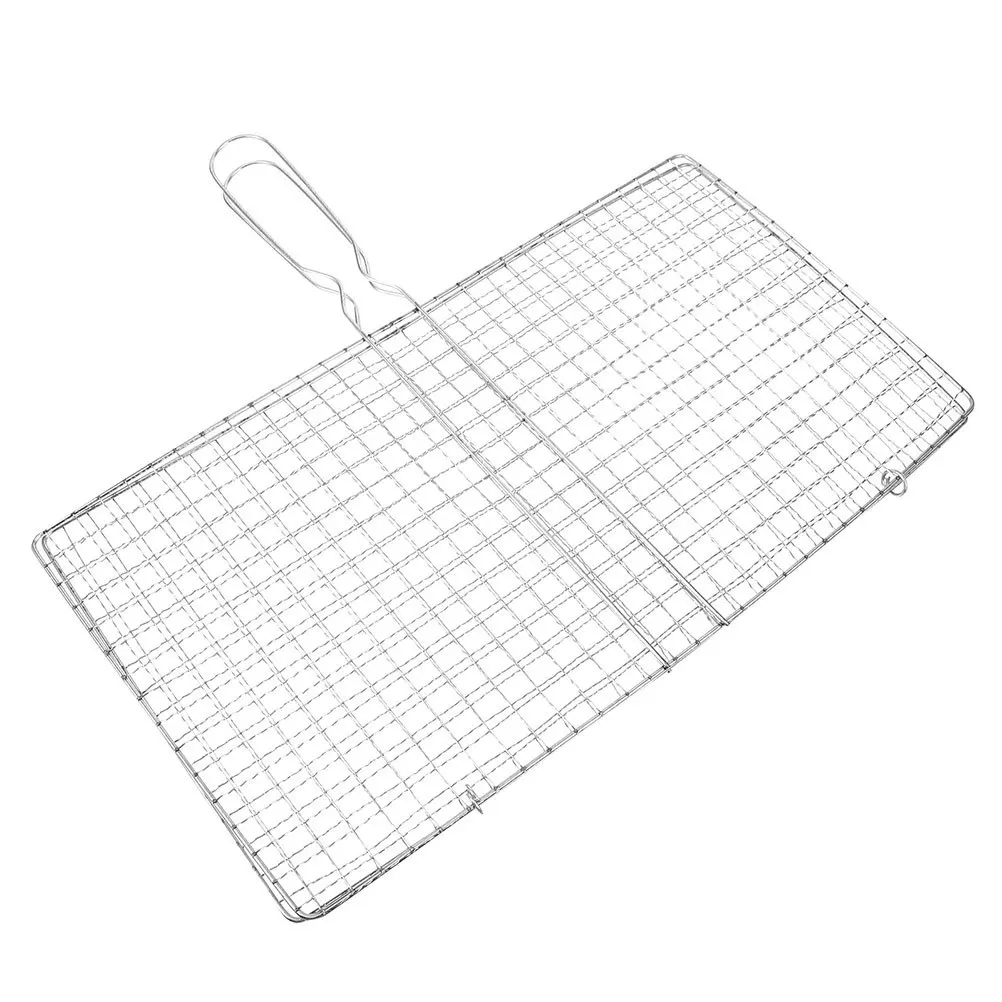 

Basket For Outdoor Bbq Large Folding Fish Grill Rack Stainless Steel Mesh For Seafood Vegetables Shrimp Chicken Camping