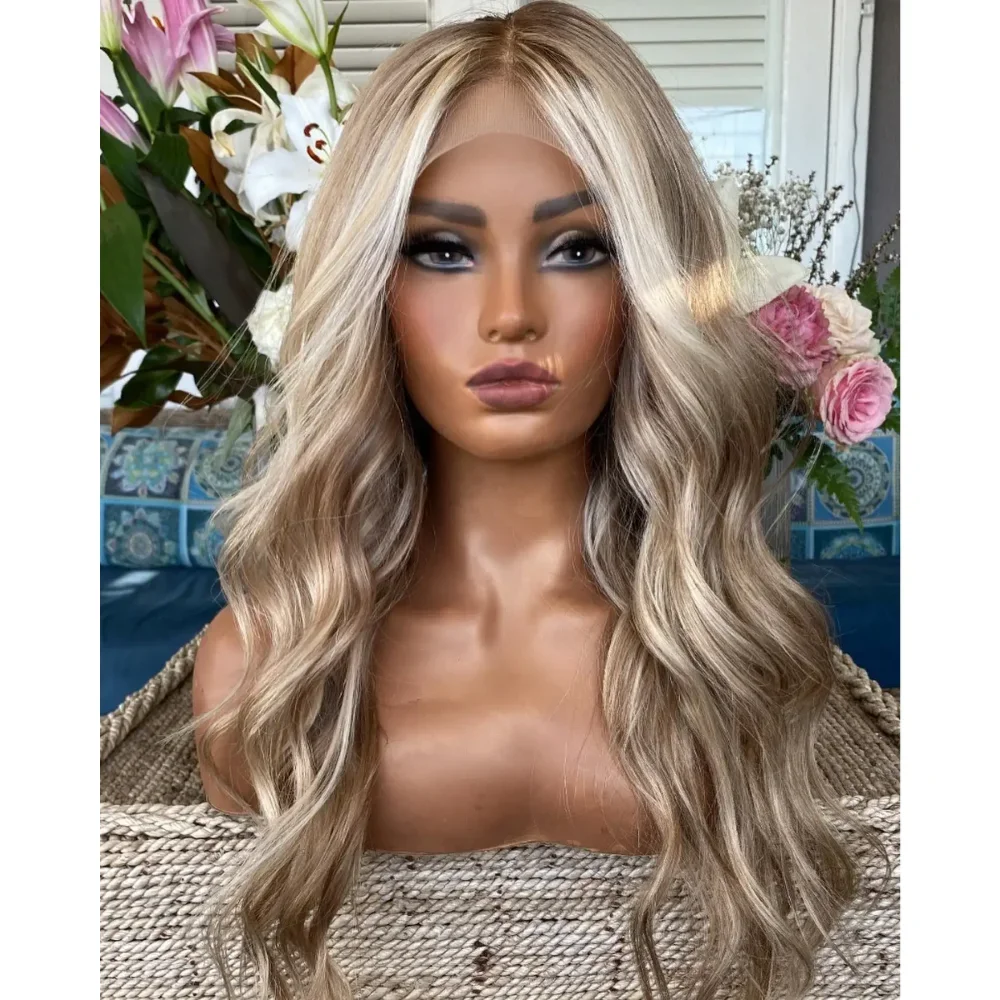 

14inch Highlight Blond wave Hair Soft 150 density and 13×4 100%human hair wig lace front wig with baby hair pre plucked