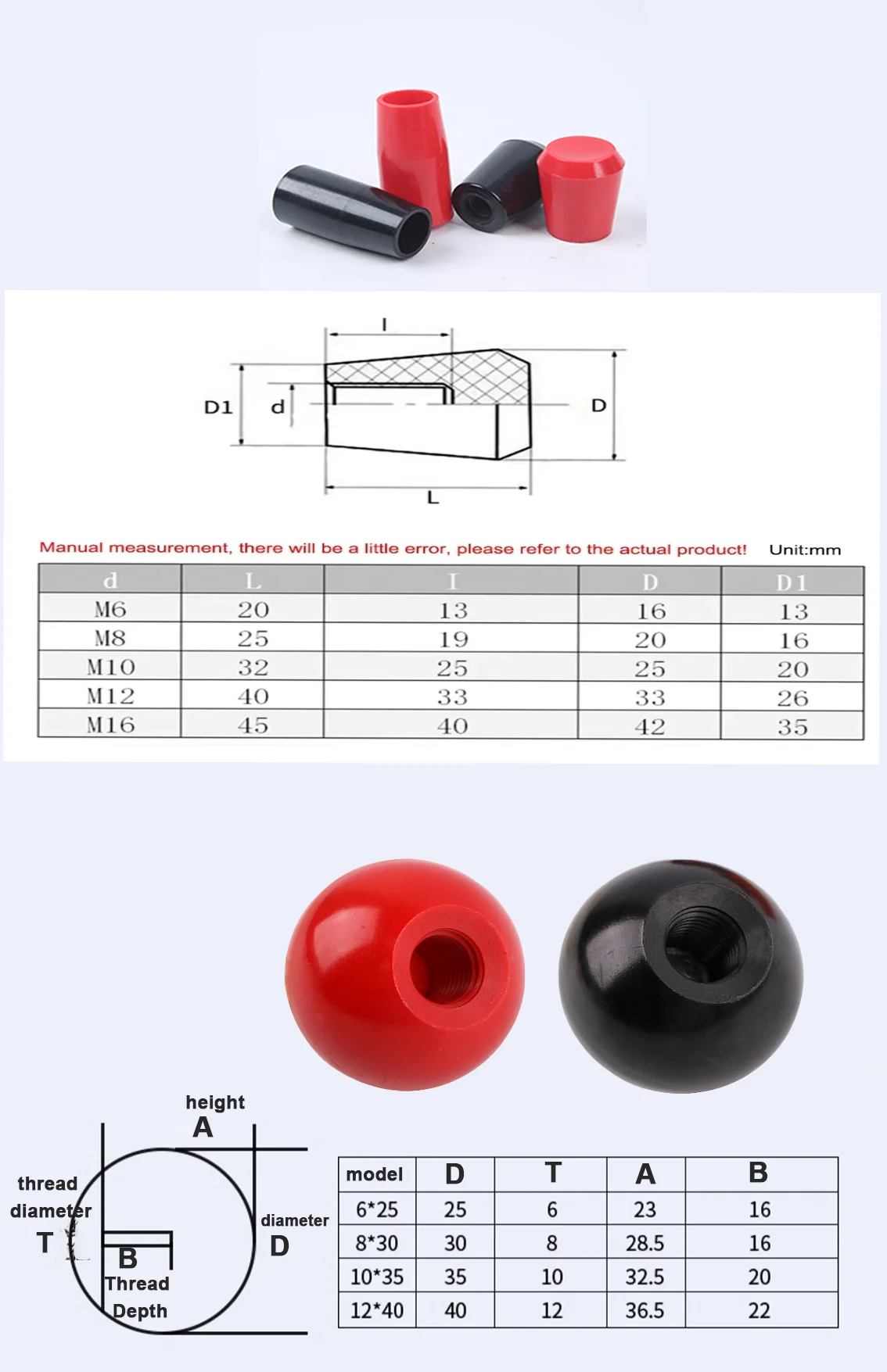 M6 M8-M16 Bakelite Long/short Handle Sleeve Spherical Operating Rod Anti-corrosion/rust Plastic Rocker Handle for Machine Tool