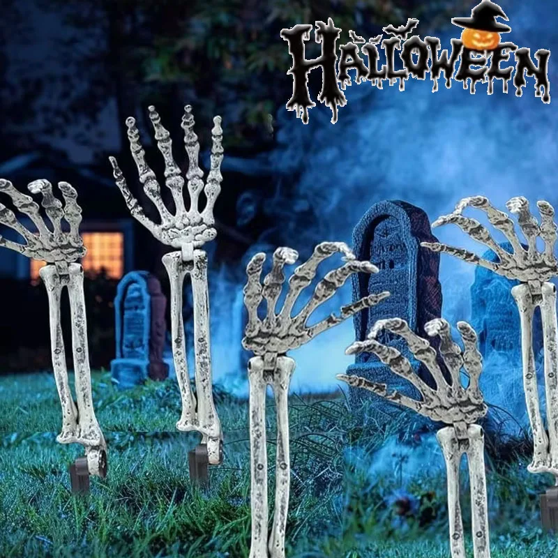 1-6 Pièces Main de squelette de simulation pour Halloween, à insérer au sol, main fantôme, main en os, accessoires de déguisement pour la fête des démons