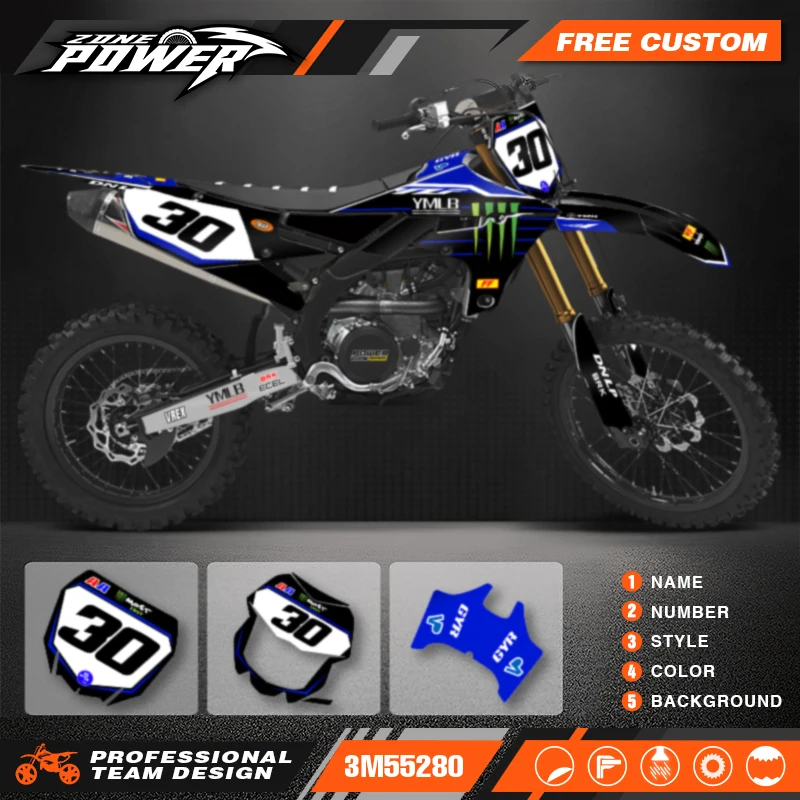 Powerzone For Yamaha YZF250 19-23 YZF450 18-22 WRF450 19-22 WRF250 20-23 Custom Backgrounds Graphics Decals Sticker Kits  16