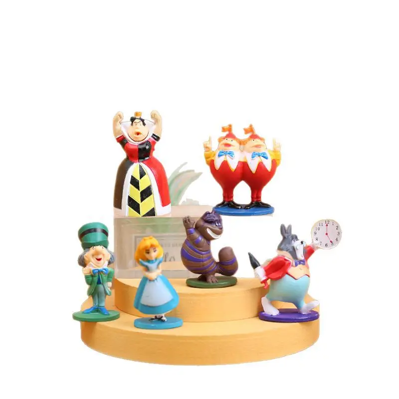 6pcs Alice Wonderland Style Figures,Classic Movie Character Mini Figurines,Home&Desk Decor Ornament,Birthday Gift for Children