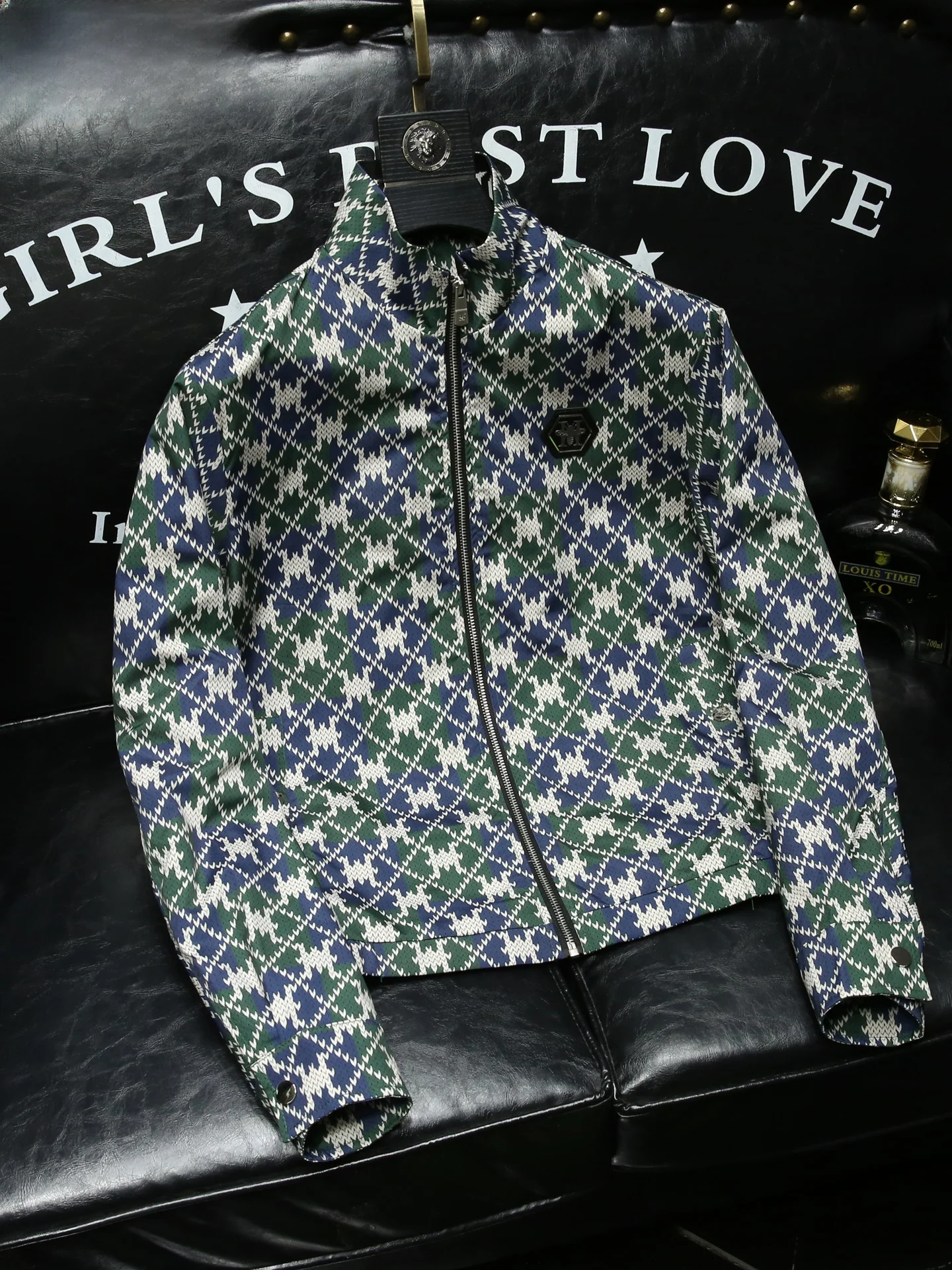 

Мужская куртка с воротником-стойкой из дышащего полиэстера, легкая, с длинными рукавами, роскошная, с цветочным принтом, молодежная, модная