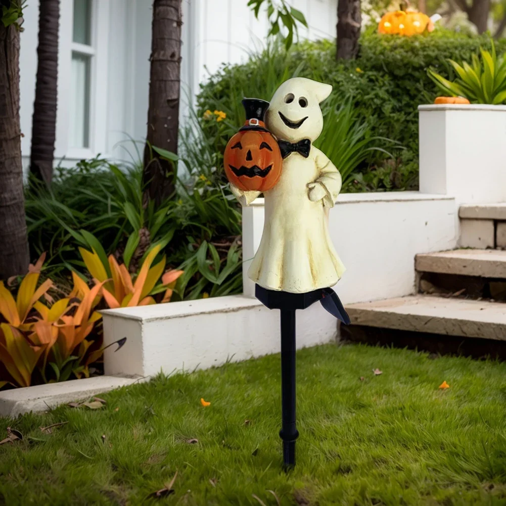 Decoración de fiesta al aire libre Halloween fantasmas camino luz impermeable al aire libre calabaza estaca lámpara para jardín patio camino