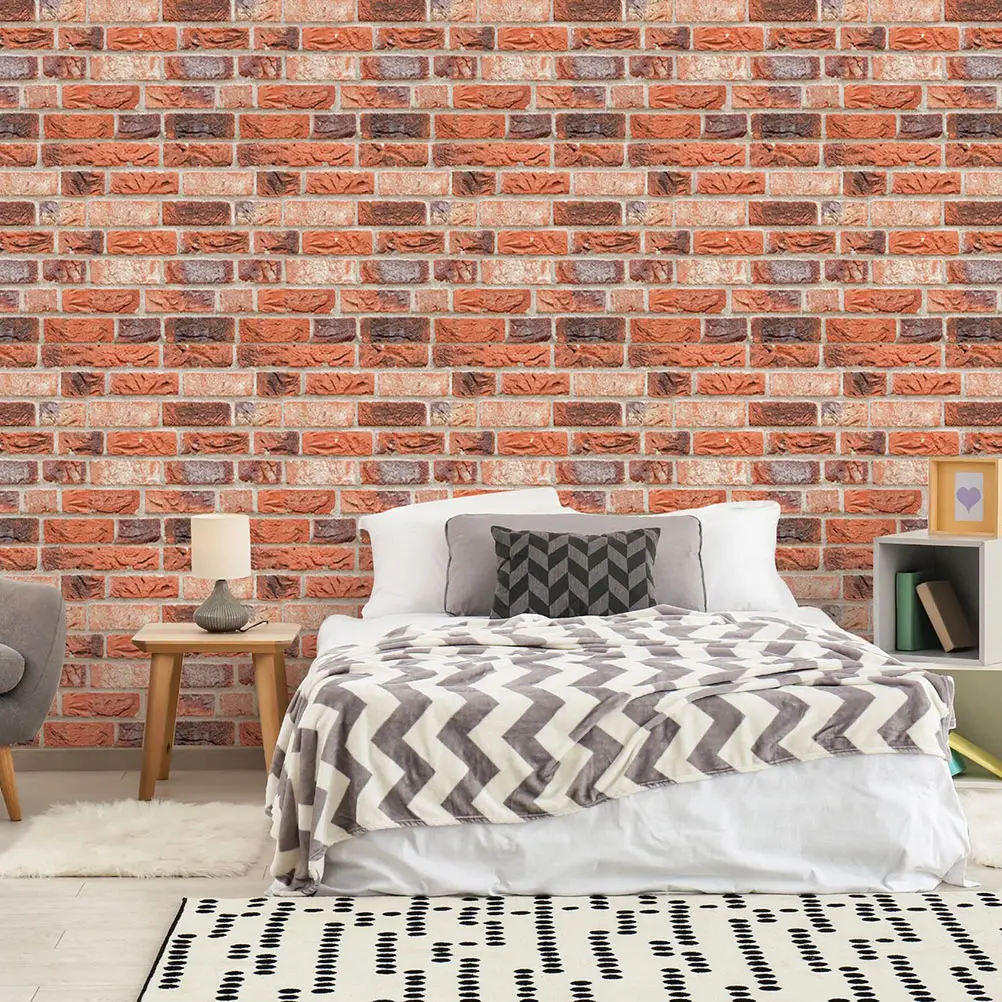 

5pcs Waterproof Brick Grain Wall Stickers Vintage Decorative Backdrops PVC Tile Murals 3D Textured Peel Wallpaper