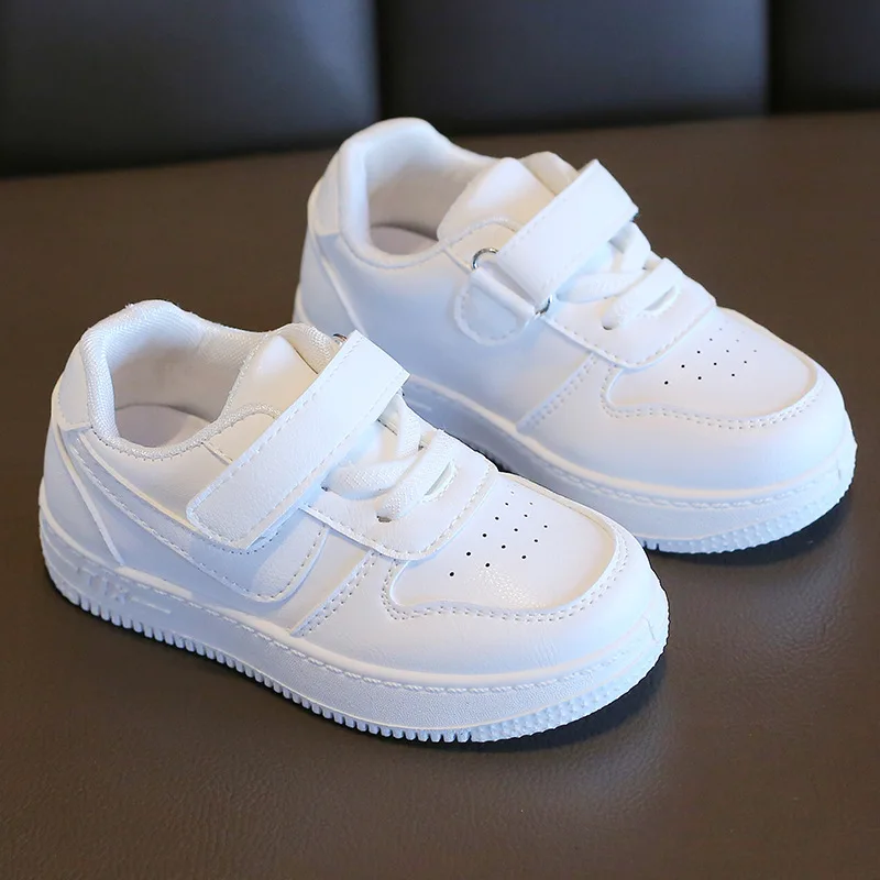 Kids Spring/Autumn Tenis Sneakers Boys Girls Sports Shoes Casual Board Shoes Leather Soft Soled Children Small White Shoes