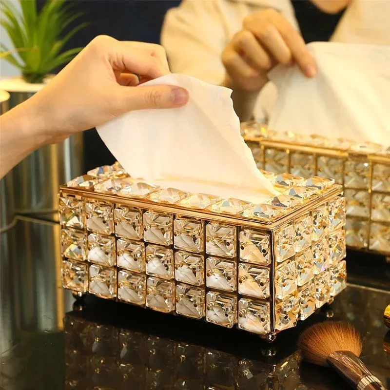 Shiny Tissue Box Elegant Napkin Holder for Living Room Bathroom Office Bar