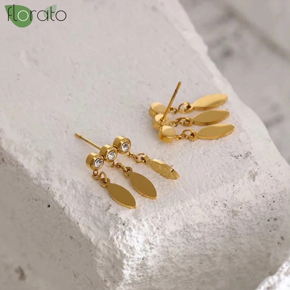 925 Sterling Silver Needle Geometric Fringe Delicate Stud Earrings High Quality Jewelry Gold Earrings for Women Accessories Gift