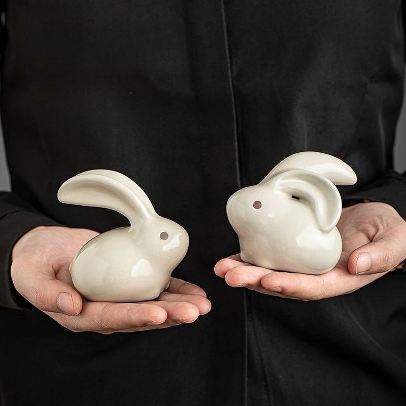 Ins Girl Gifts Cute Rabbit Statue Desk Accessories Colorful Home Decoration Luxury for Living Room Decorative Figurines Ornament