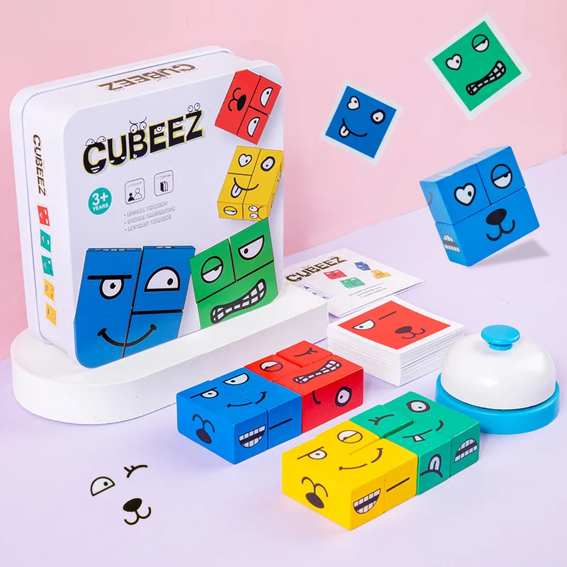 

Thinking Logic Interactive Blocks Face Expression Changing Cube Table Games Educational Toys Wooden Montessori Children's Educa