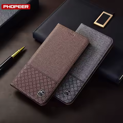 Luxury Linen-cotton Case For Samsung Galaxy S25 S24 S23 S22 S21 S20 Ultra FE EDGE S10 Plus Flip Magnetic Slot Wallet Phone Cover