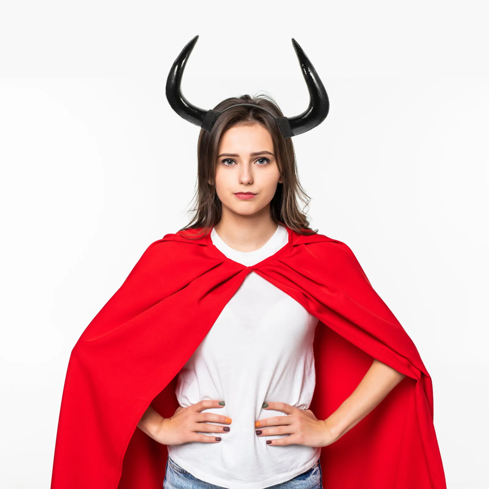 Devil Horn Headband Halloween Cosplay Hair Hoop Plastic Horn Headdress Party Photo Shooting Stage Performance Accessory