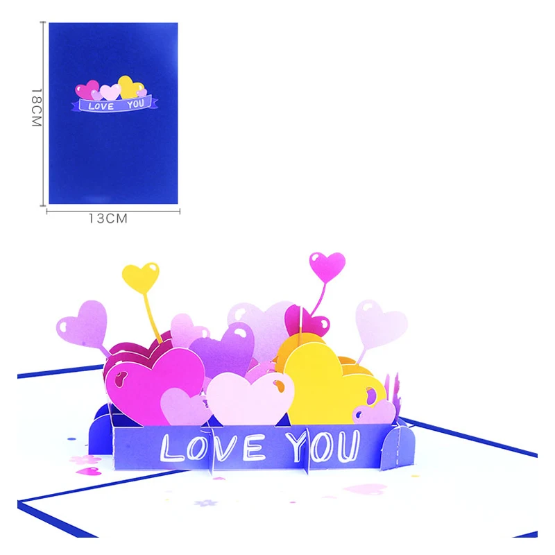 بطاقة تهنئة منبثقة على شكل قلب ثلاثية الأبعاد، عيد الحب، فكر بك، هدية عيد ميلاد، بطاقة شكر، بطاقة التعاطف