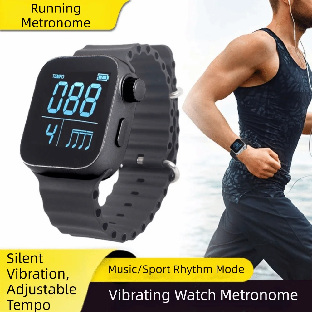 App-Adjustable Vibrating Metronome Watch Magnetic Charging Cable Adjustable Strap Wrist Metronome Switchable Mode