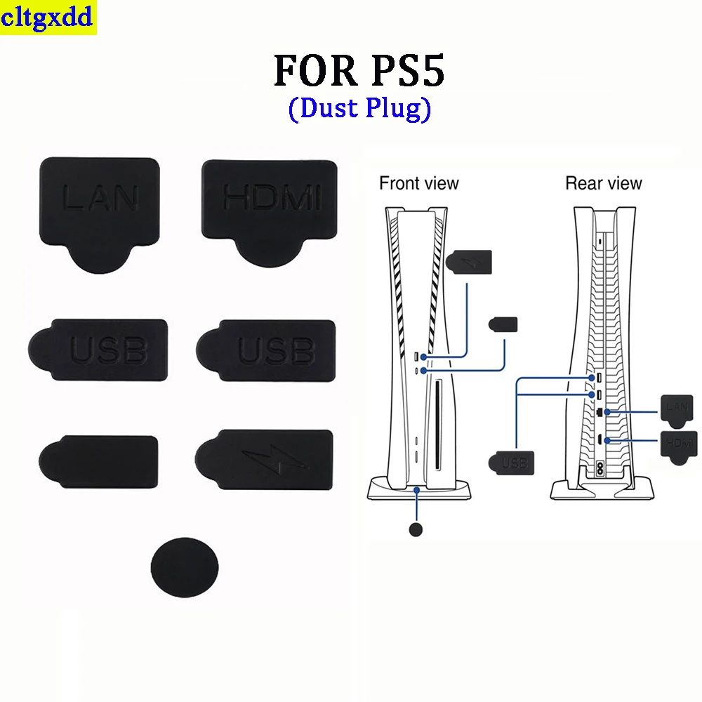 

Cltgxdd 1 set FOR PS5 game console dust plug 7 pieces/1 set game console accessories silicone dust cover dust plug plug