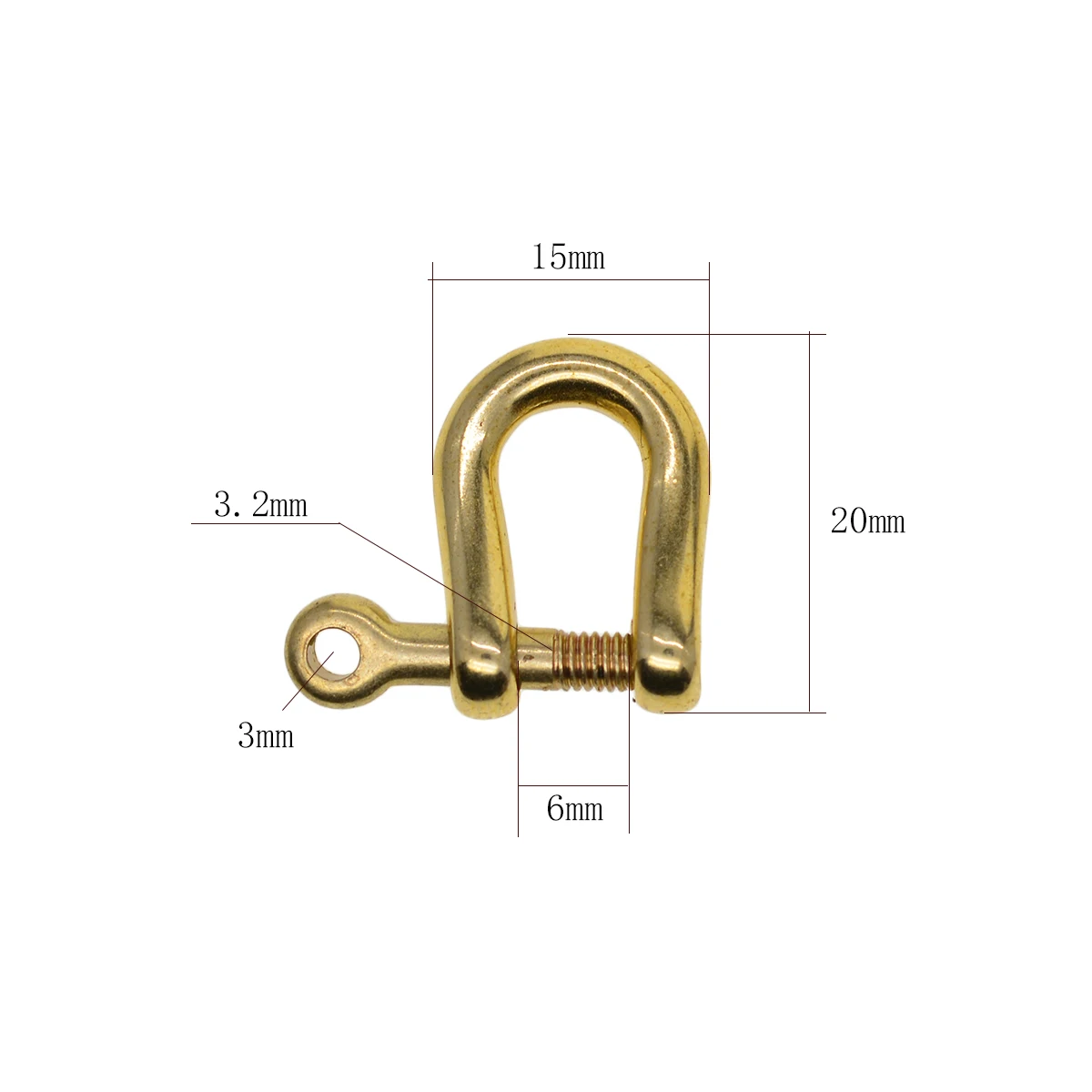 4 sizes Super fine Simple  Solid Brass Japanese Bow Shackle joint link connector for DIY EDC keychains Key ring FOB lanyard