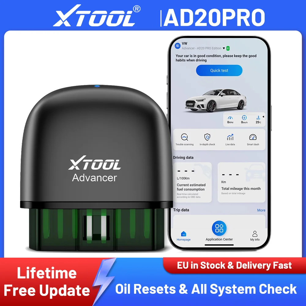 XTOOL Advancer AD20Pro Wireless OBD2 Scanner All System Auto Diagnostic Tools Bluetooth Code Read PK ELM327 Lifetime Free Updates For Android/IOS Update of AD20 OBD OBDII Tools