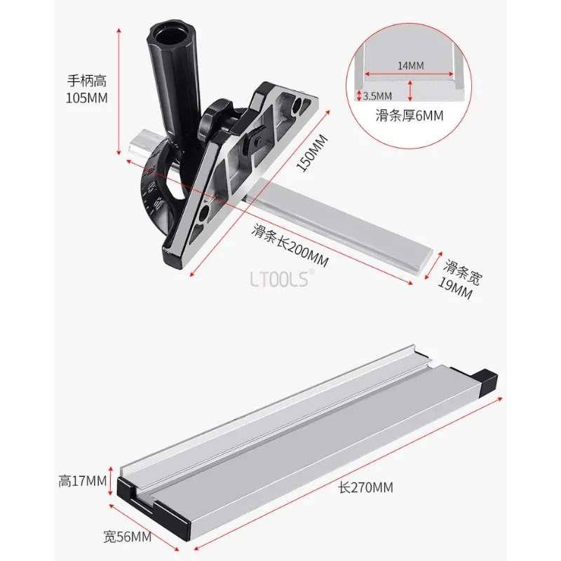 Table Saw Special Push Handle for Propulsion Material Carpenter Miter Guide Push Angle Ruler 120 Degree Adjustable Flip Stopper