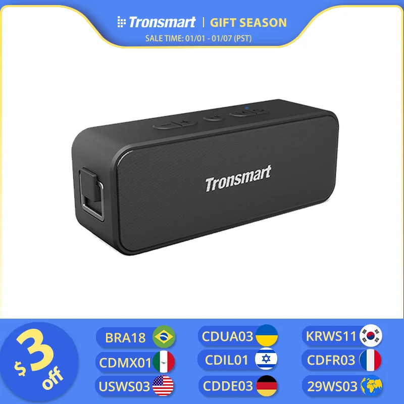 Tronsmart T2 Plus Speaker Upgraded Version with Bluetooth 5.3, Waterproof IPX7, NFC,24H Playtime, Micro SD for Camping, Outdoor