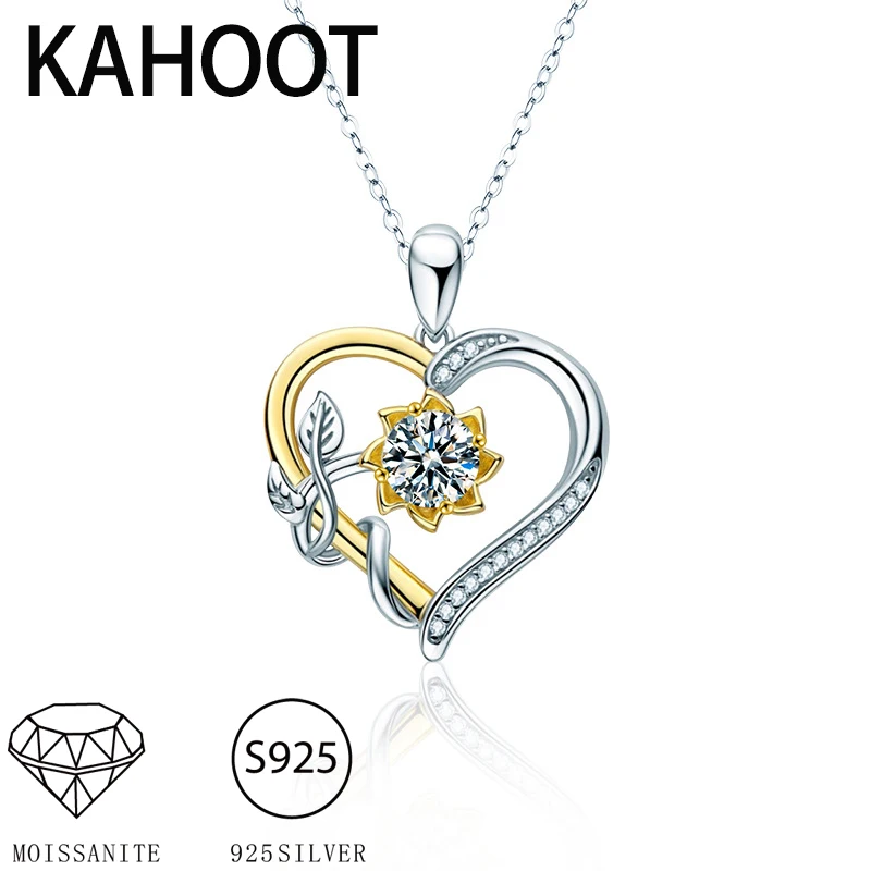 

Серебро 925 пробы, 1 карат, модное романтическое милое ожерелье с подвеской в форме сердца в форме подсолнечника для мужчин и женщин