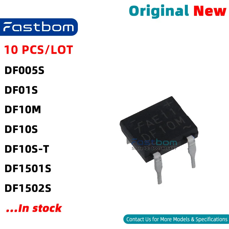 DF005S DF01S DF10S DF10S-T DF1502S DF10M DF1501S SMD-4 BRIDGE RECT Bridge Rectifier New Original