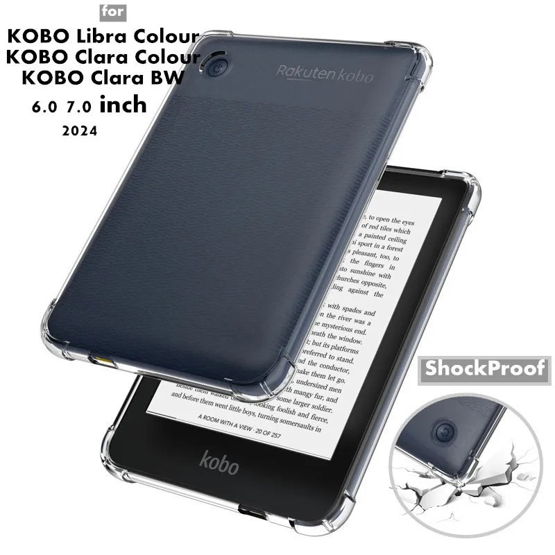 Transparent TPU Soft Back Cover Protective Shell Funda Shockproof E-book Reader Case For Kobo Clara Libra Colour BW 6.0 7.0