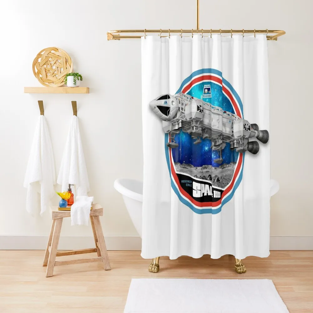 Space 1999 Passenger pod eagle transporter - RETRO BLUE Shower Curtain Bathroom Fabric Cute Shower Anime Shower Curtain