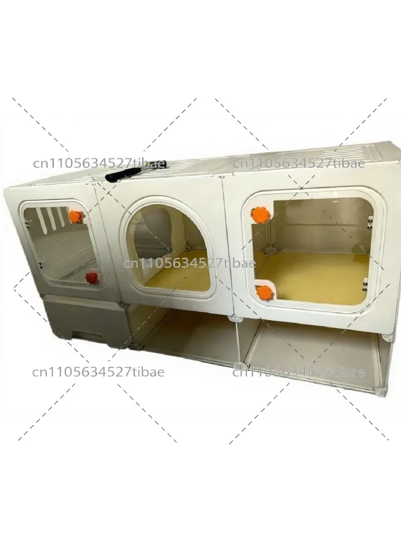 Cat House with Bed and Litter Box Indoor Cat Cage with Bedroom Rest Area Space-Saving Pet Condo for Small Large Cats