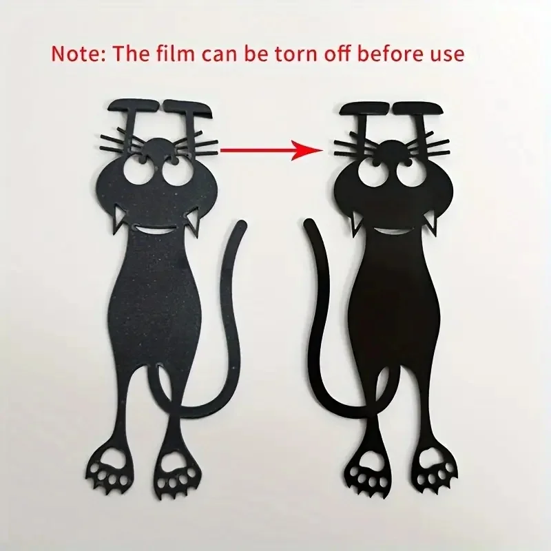 2-teiliges Lesezeichen-Set für neugierige Katzen mit Pfoten, 3D-Büroklammern für schwarze Katzen zum Lesen, lustige Buchmarker für Buchliebhaber.