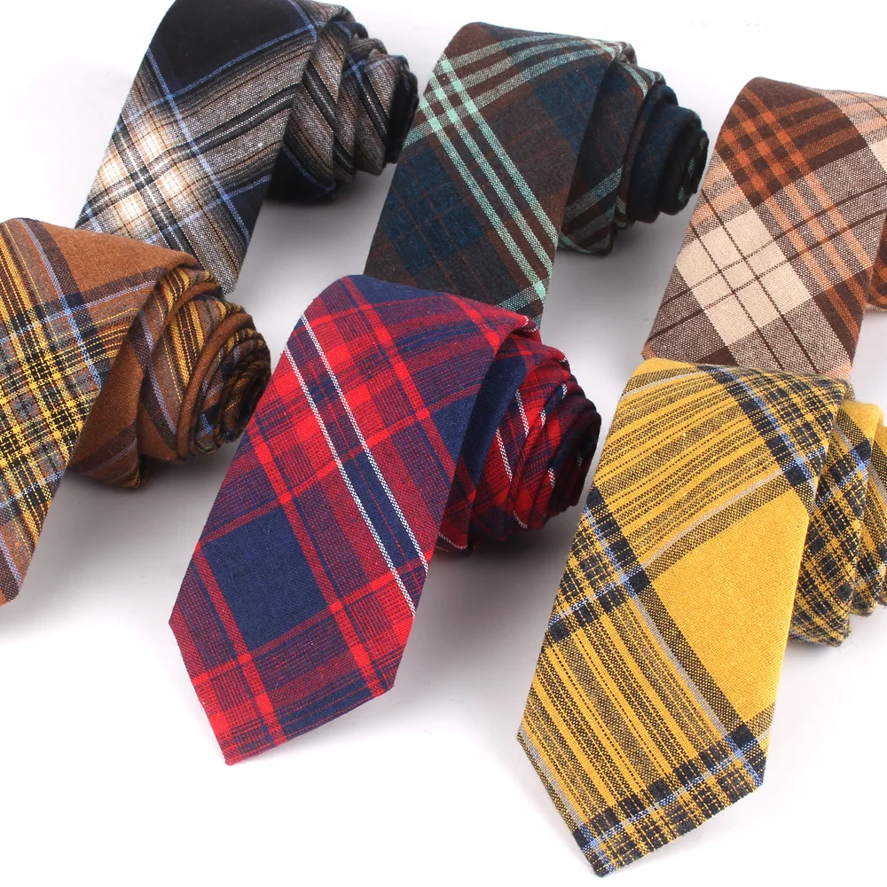 New Cotton Ties Casual Skinny Necktie For Party Boys Girls Plaid Neck Tie Wedding Necktie For Groom Neck Wear For Men Gravata