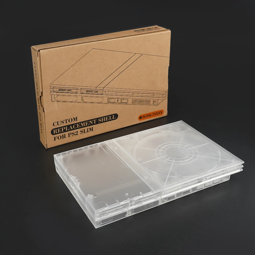 Capa protetora para console PS2, capa de substituição branca transparente para modelos Sony Playstation Slim 7000x 9000x