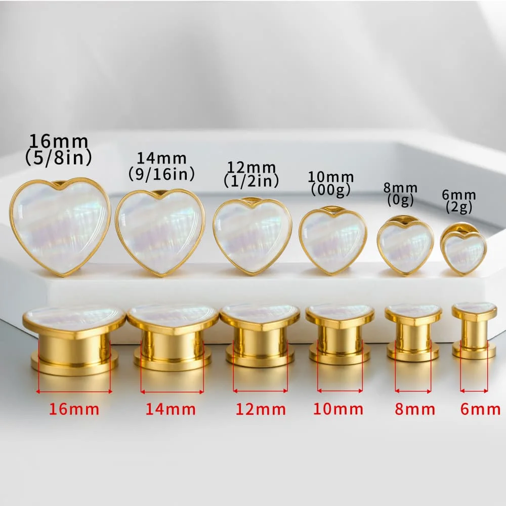 Casvort 2 sztuk moda serce muszla tunele do uszu zatyczki biżuteria do ciała eleganckie wskaźniki uszu Piercing Stretchin kobiety prezent Expander — zdjęcie 7