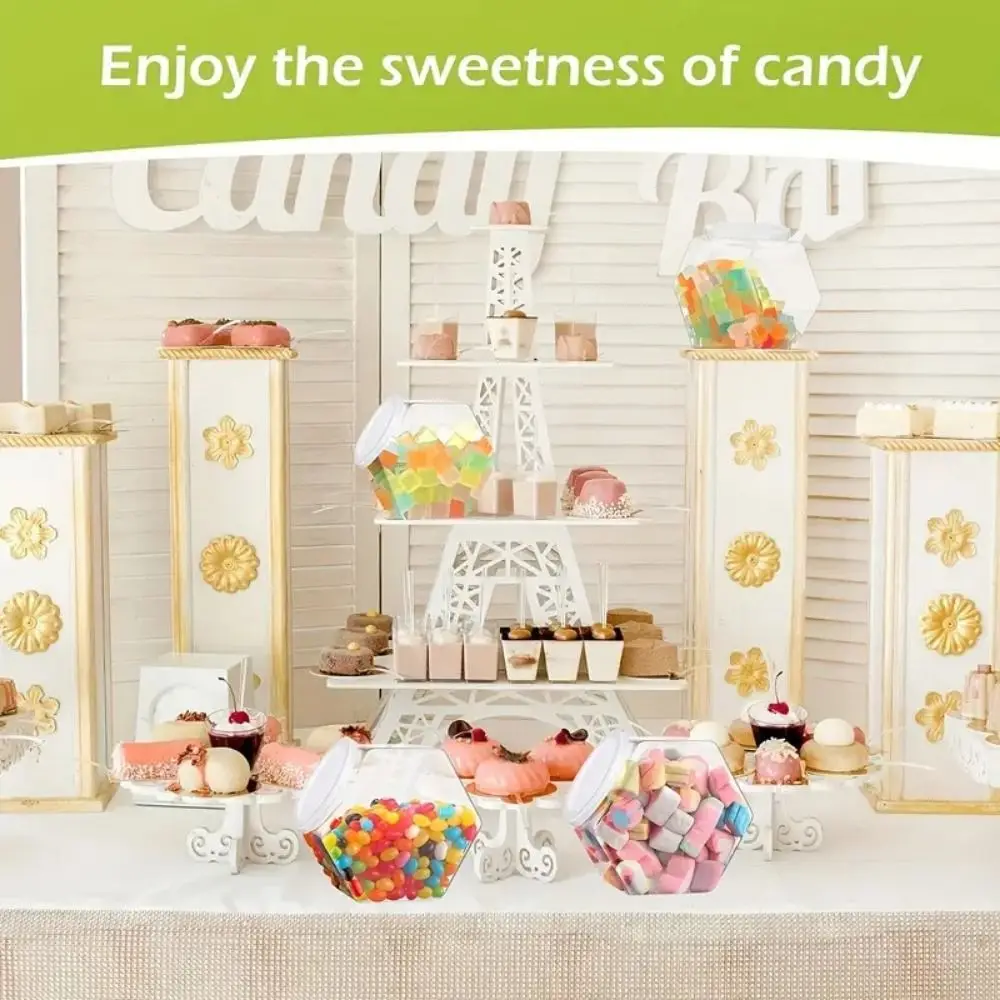 Portable Hexagonal Candy Cookie Jar Plastic with Lid Packaging Jars Clear Reusable Food Storage Container Countertop Organizer