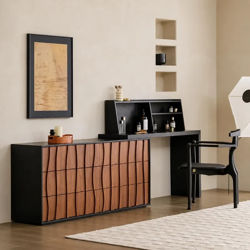 Medieval Solid Wood Retro Chest Integrated Makeup Modern Simple Bedroom Bedside Dresser
