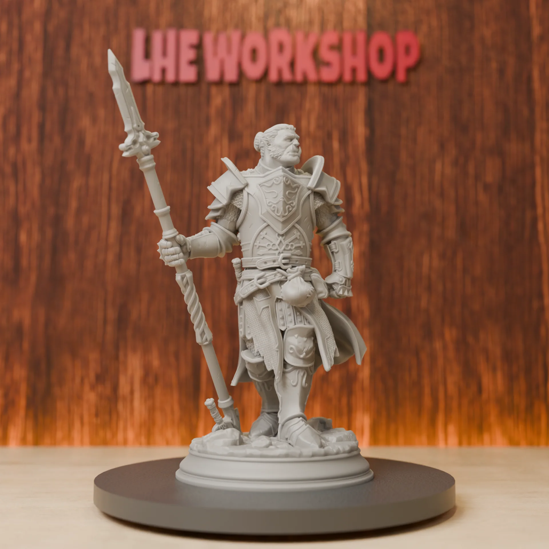 

Orc Spear Paladin Miniatures | 28mm-75mm | Resin 3D Printed DND Pathfinder Mini | Unpainted Grey