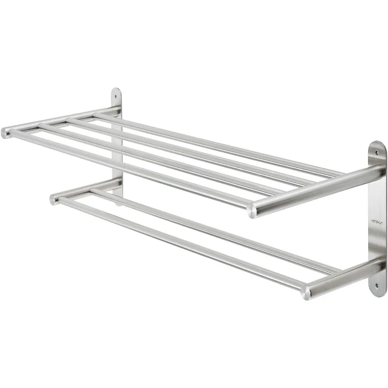 Bathroom Towel Rack with Multilayer Hotel Racks 304 Stainless Steel Towel Bar Shelf Wall-Mounted Brushed Finish Bar with Towel