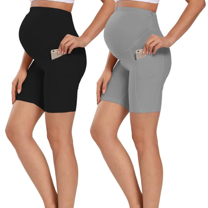 Summer Maternity Leggings Woman Mini Yoga Fitness Sports High Waist Belly Pregnant Pants Slim Fashion Shorts