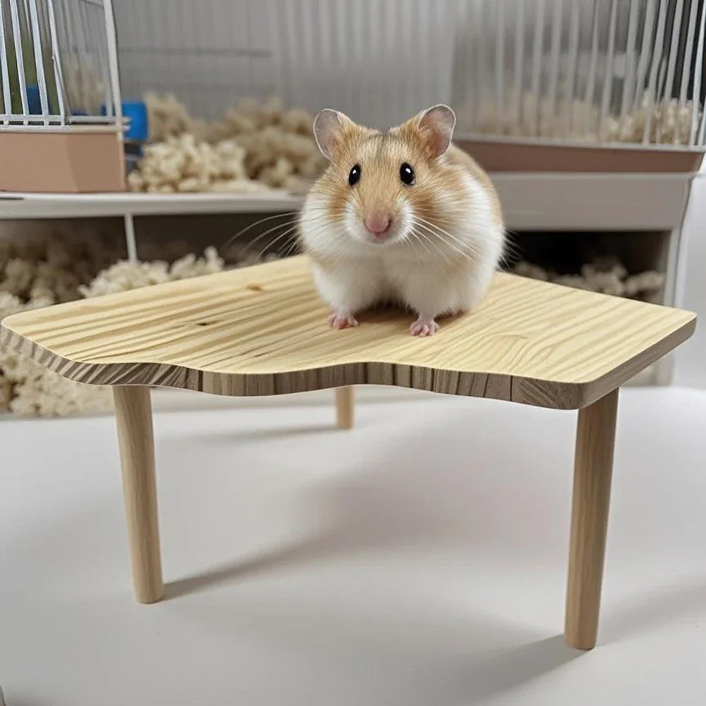 1 unidade Plataforma de Madeira para Hamster, Escada, Prancha de Salto, Brinquedo de Escalada para Hamster, Escada para Pequenos Animais de Estimação, Acessórios para Gaiola de Hamster