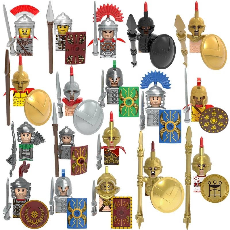 MOC Medieval Military Infantry Figures Building Blocks Soldier Spartan Warrior Knights Roman Weapons Accessories Toys for kids