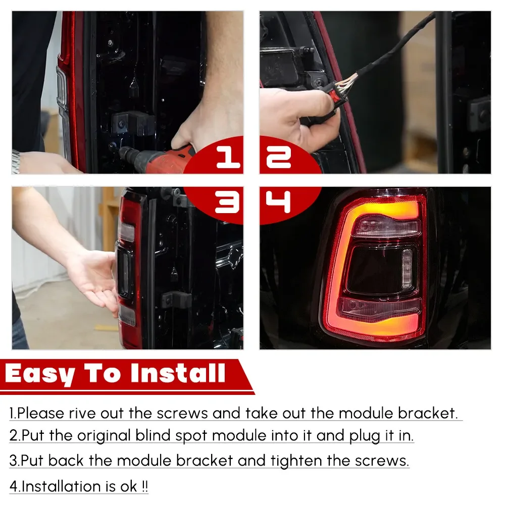 68262531AH 68262531AB 68262531AG LED Tail Light With Blind Spot For 2019-2023 Dodge RAM 1500 Left Side CD-012