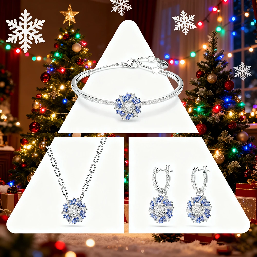

Luxurious and Simple Women's Jewelry Set Necklace Bracelet Earrings Inlaid With Zircon Fashion Christmas Gift Party