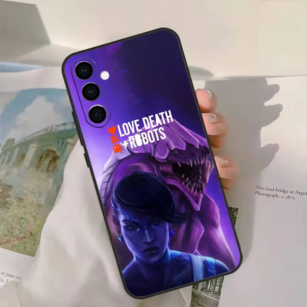 حافظة هاتف L-Love Robots d-DeathS لهاتف سامسونج جالاكسي A13,21s,22,31,32,52,53,71,72,73, غطاء أسود ناعم