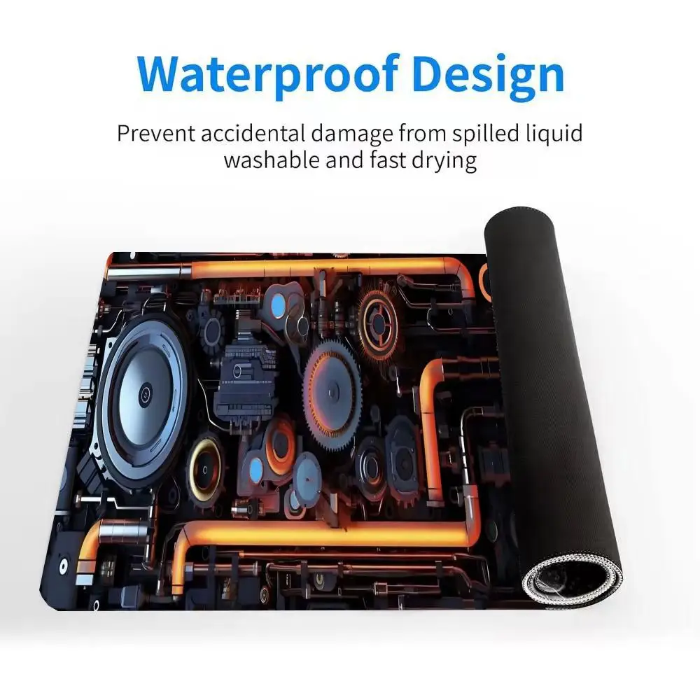 Mechanical Engine Mouse Pad Oversized lock edge mouse pad for gaming computer keyboard and desk