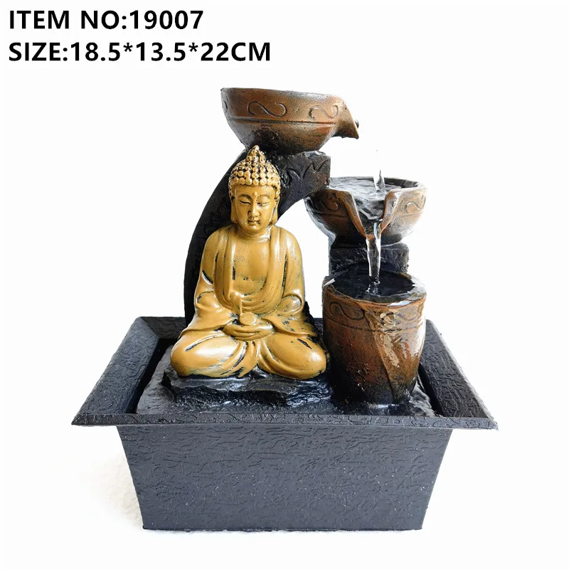 Fontana a cascata da tavolo Buddha Meditazione Fengshui Kit di decorazione per interni rilassante Flusso d'acqua per l'arredamento dell'home office