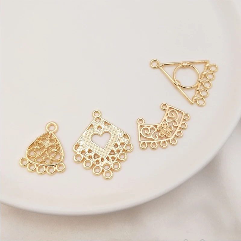 

14K Gold Plated Multi Holes Earring Components Pendant Connectors and Charms For DIY Tassel Jewelry Making Supply