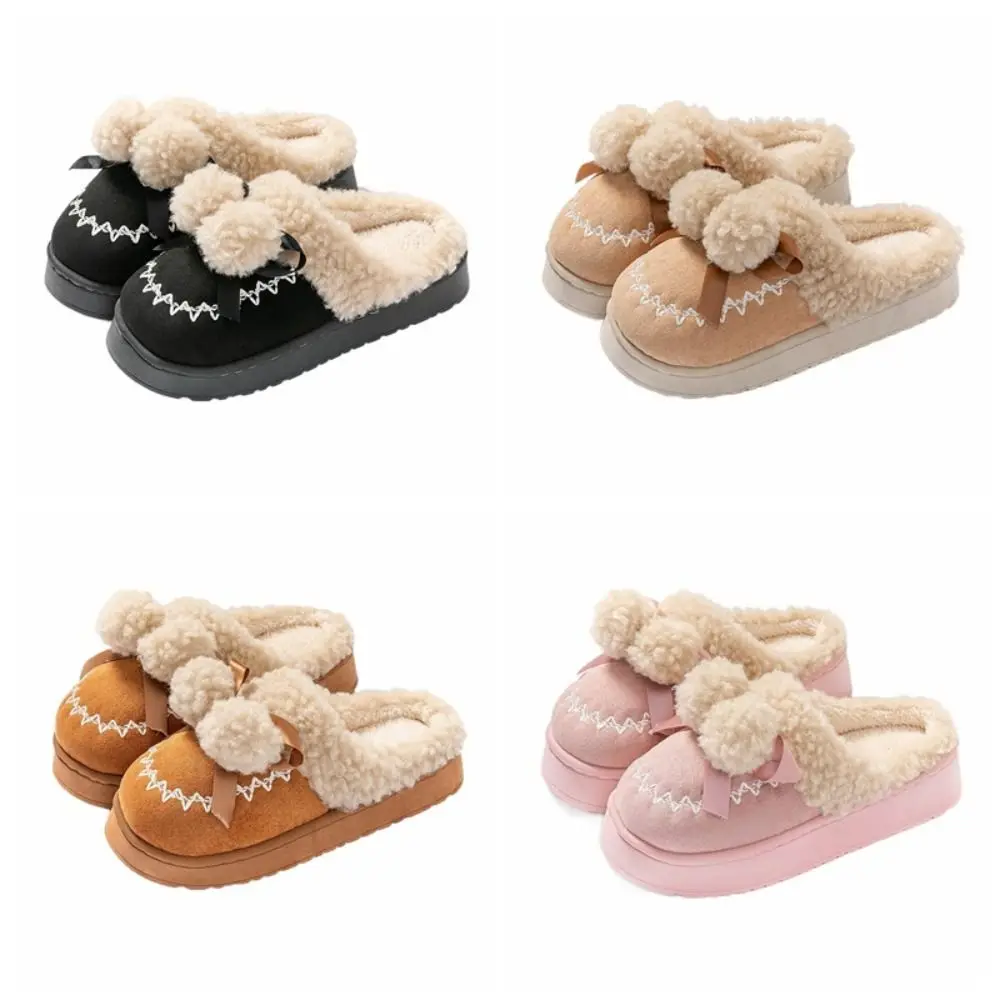 المضادة للانزلاق القطن شبشب قطيفة سميكة سوليد أفخم كرات لطيف فروي النعال الحلو مرنة الدافئة المنزل أحذية داخلية منزل #5