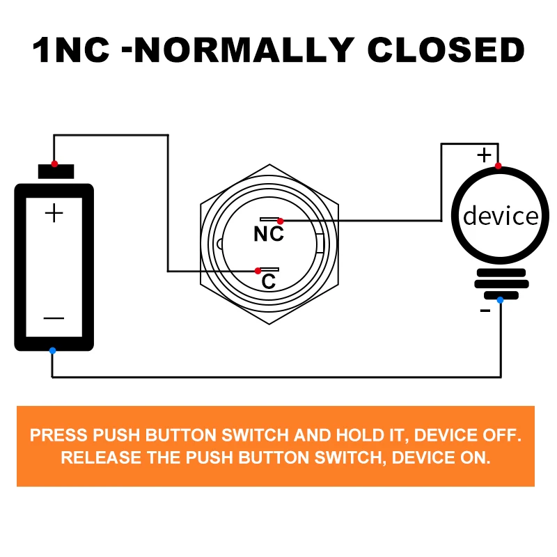Przełącznik przyciskowy 16 mm NC Normalnie zamknięty Mini Elektryczny Wodoodporny Chwilowy 1NC Małe metalowe przełączniki Start Stop VaneAims — zdjęcie 6