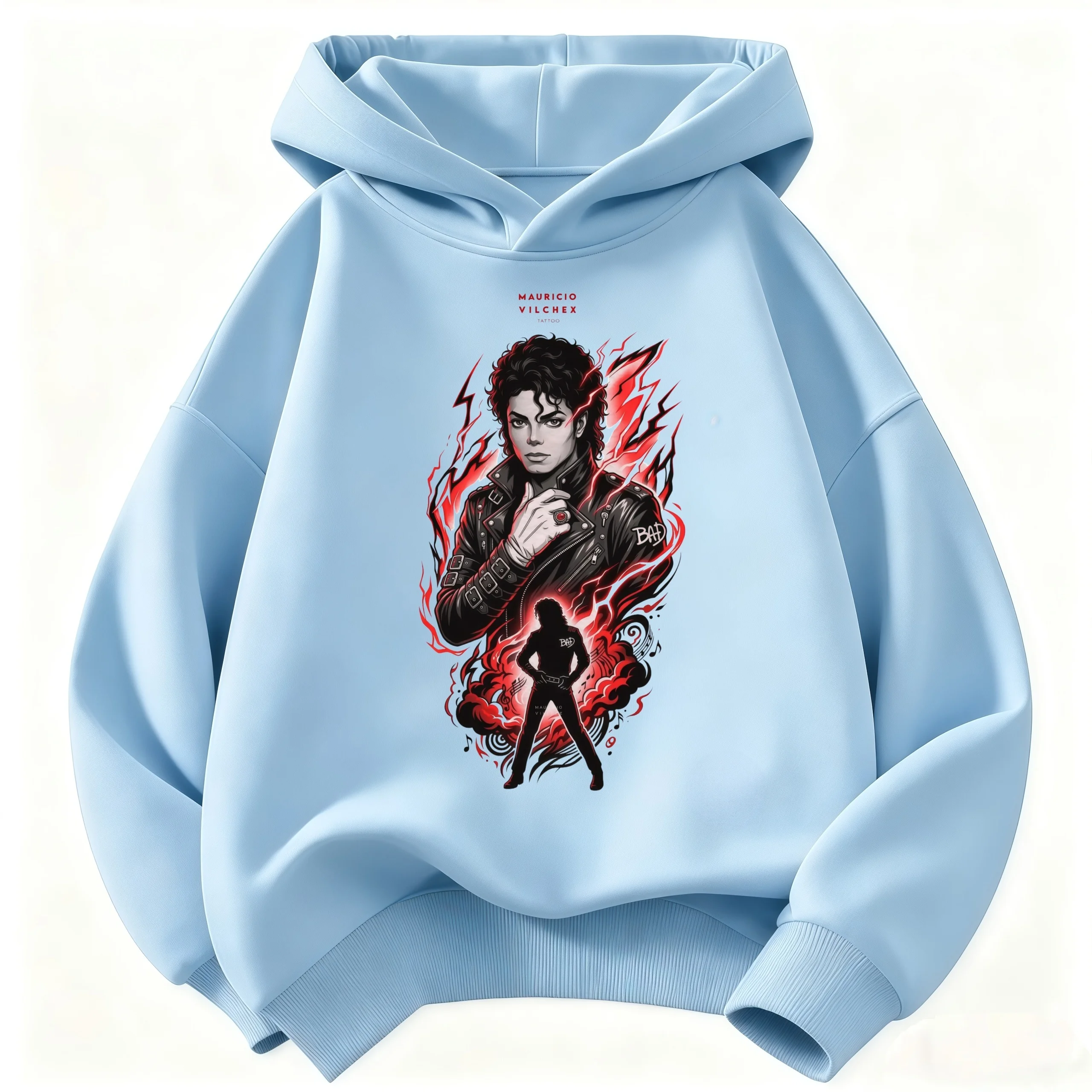 Retro-Style Pop Icon Graphic Sweatshirt for Boys and Girls Cool 2026 Kids Hoodie Michael Jackson Print Warm Autumn/Winter