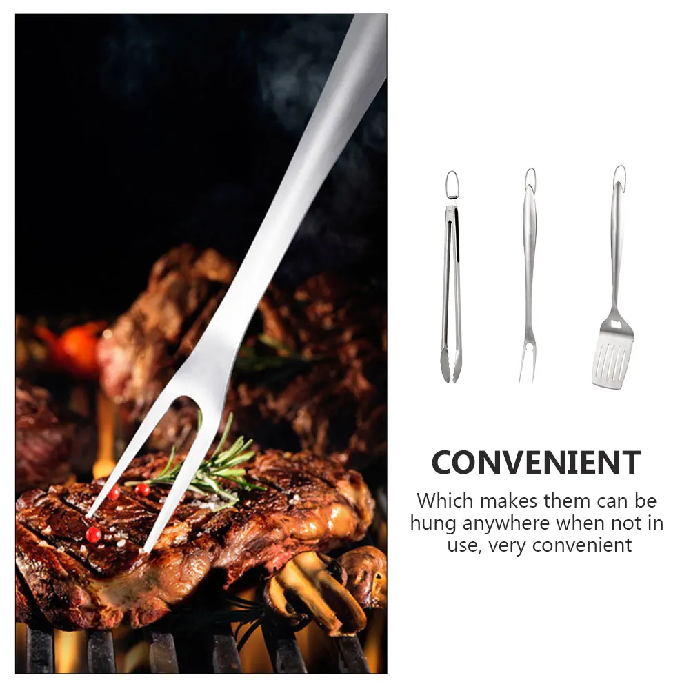 

1 комплект, набор инструментов для барбекю на открытом воздухе, лопаточка из нержавеющей стали премиум-класса, вилочный зажим, портативные аксессуары для барбекю, праздничная кулинария